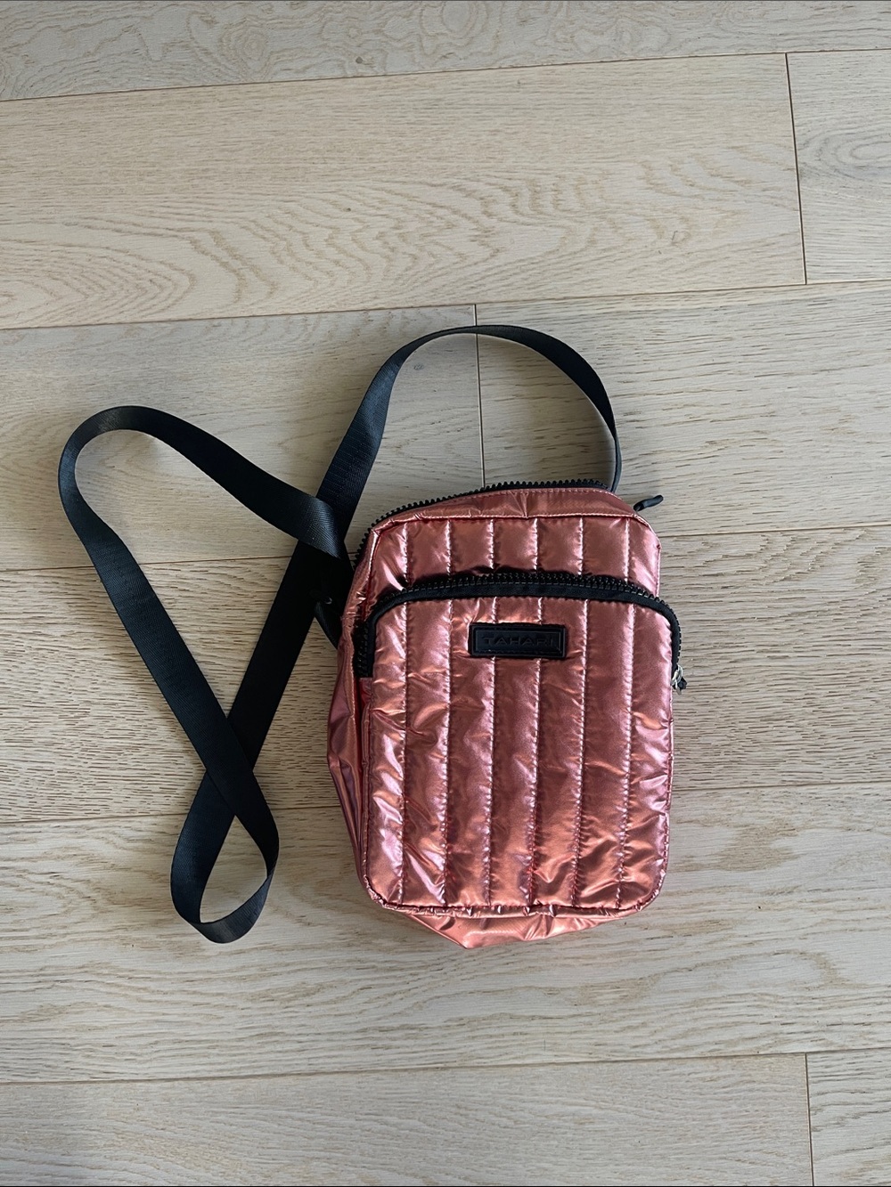 Tahari Metallic Rose Quilted Mini Crossbody